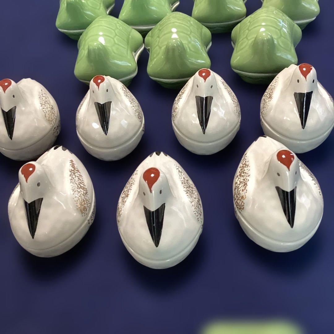 鶴　亀香合　珍味入れ　8セット　　新品未使用　　お正月　お祝いの器