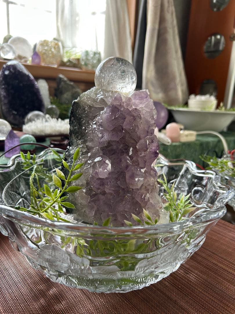 ✨破格✨絶品‼️アメジスト☆噴水☆天然石☆ファウンテン☆高さ24㎝⭐︎秘蔵品⭐︎レア⭐︎