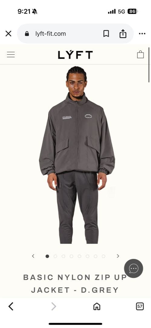 LYFTナイロンジップジャケット ダークグレー