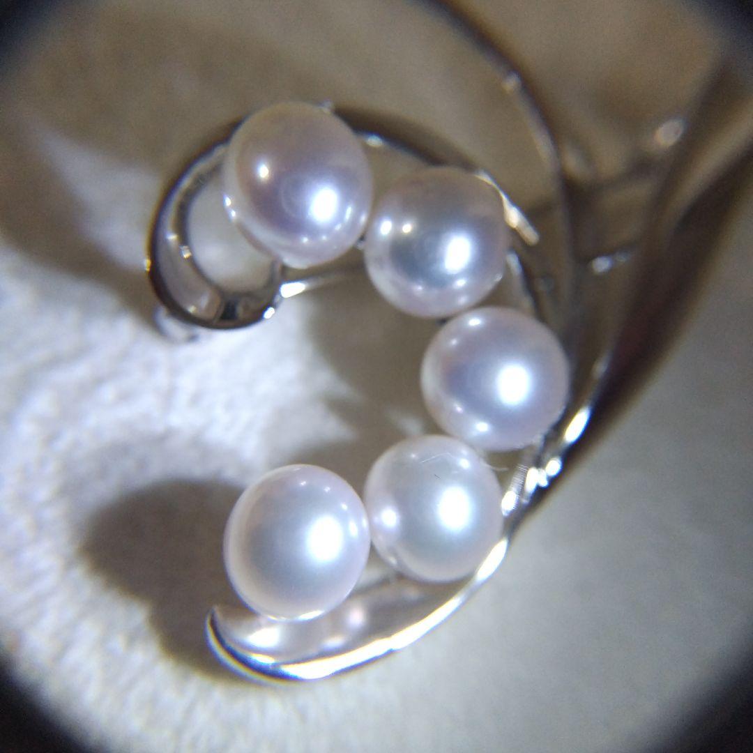 パールブローチ シルバー あこや 真珠 美品