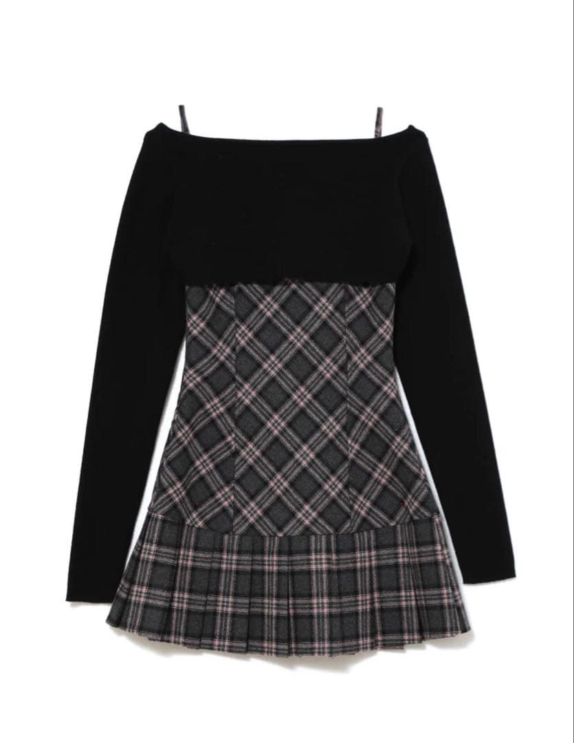 ワンピース andmary Selena check mini dress gray