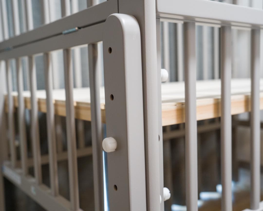 【極美品】大和屋 ノモック Wオープンハイタイプ ベビーベッド グレー