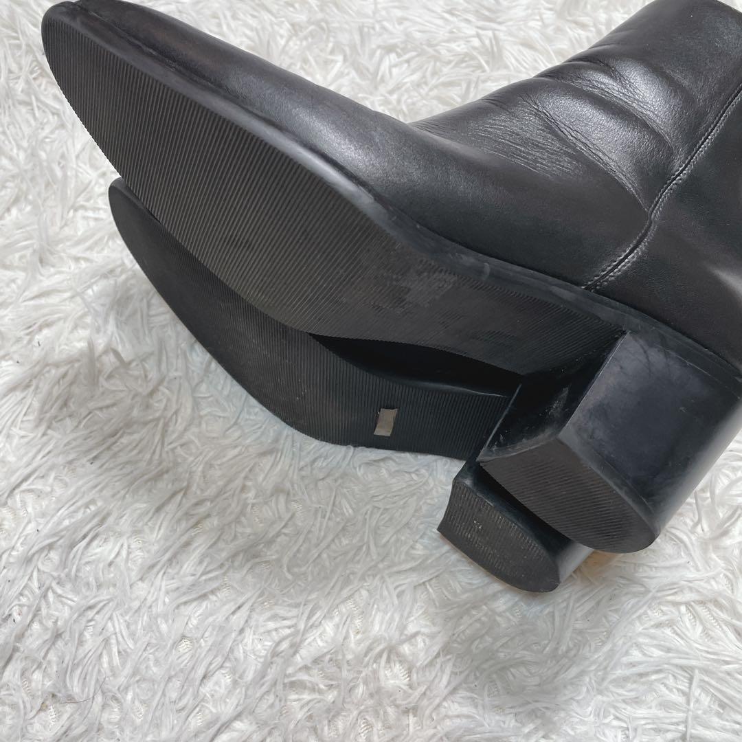 lui's ルイス　ヒールブーツ　サイドジップ　レザー　ブラック　黒　26.5