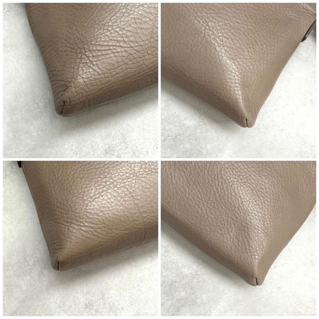 ✨美品✨ヒロフ HIROFU ショルダーバッグ Hロゴ シボ革 グレージュ