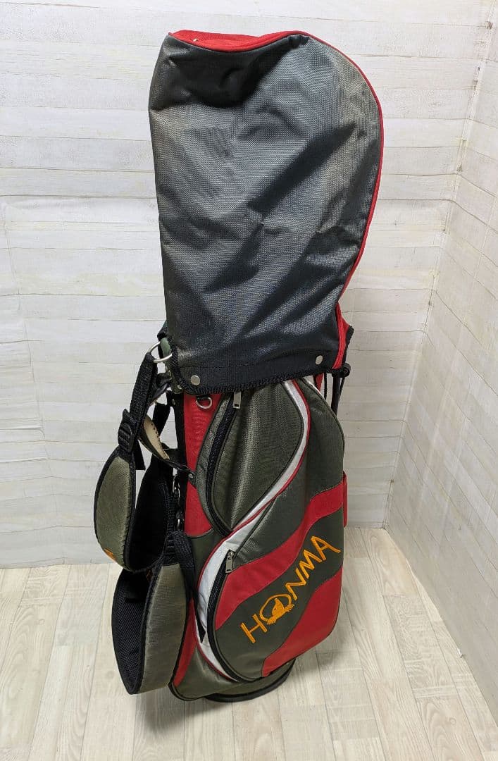 HONMA キャディバッグ スタンド付き レッド✕スモーキーグリーン