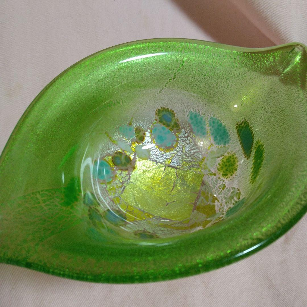 作家物　創作ガラス　 葉の形のガラス