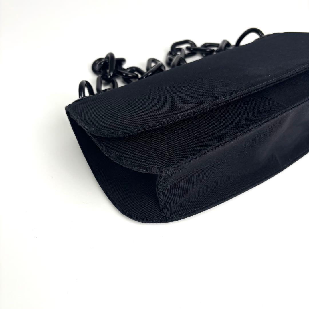 極美品 PRADA プラダ チェーン ショルダーバッグ キャンバス ブラック
