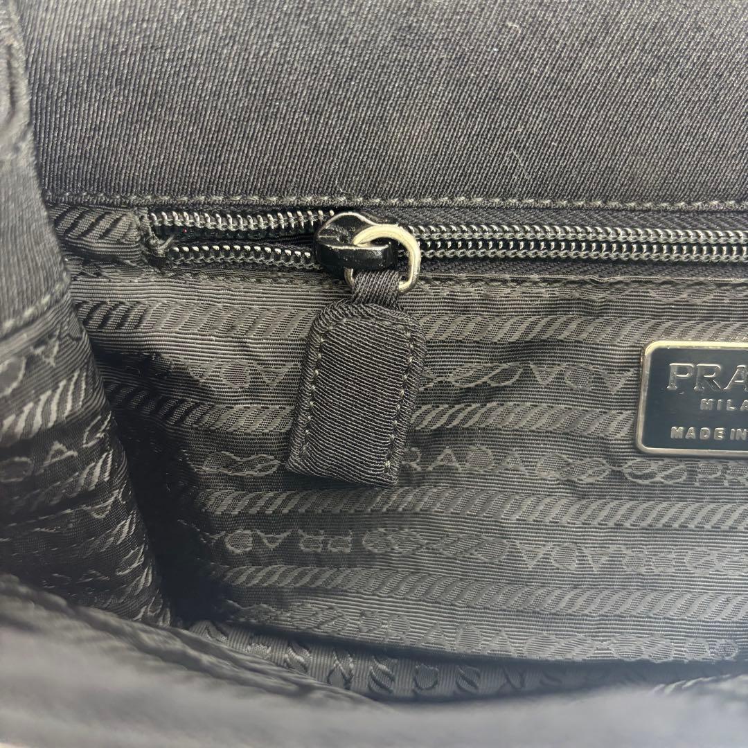 極美品 PRADA プラダ チェーン ショルダーバッグ キャンバス ブラック