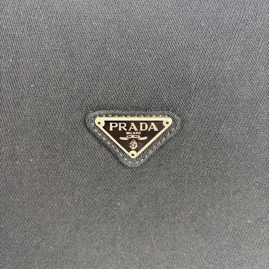 極美品 PRADA プラダ チェーン ショルダーバッグ キャンバス ブラック