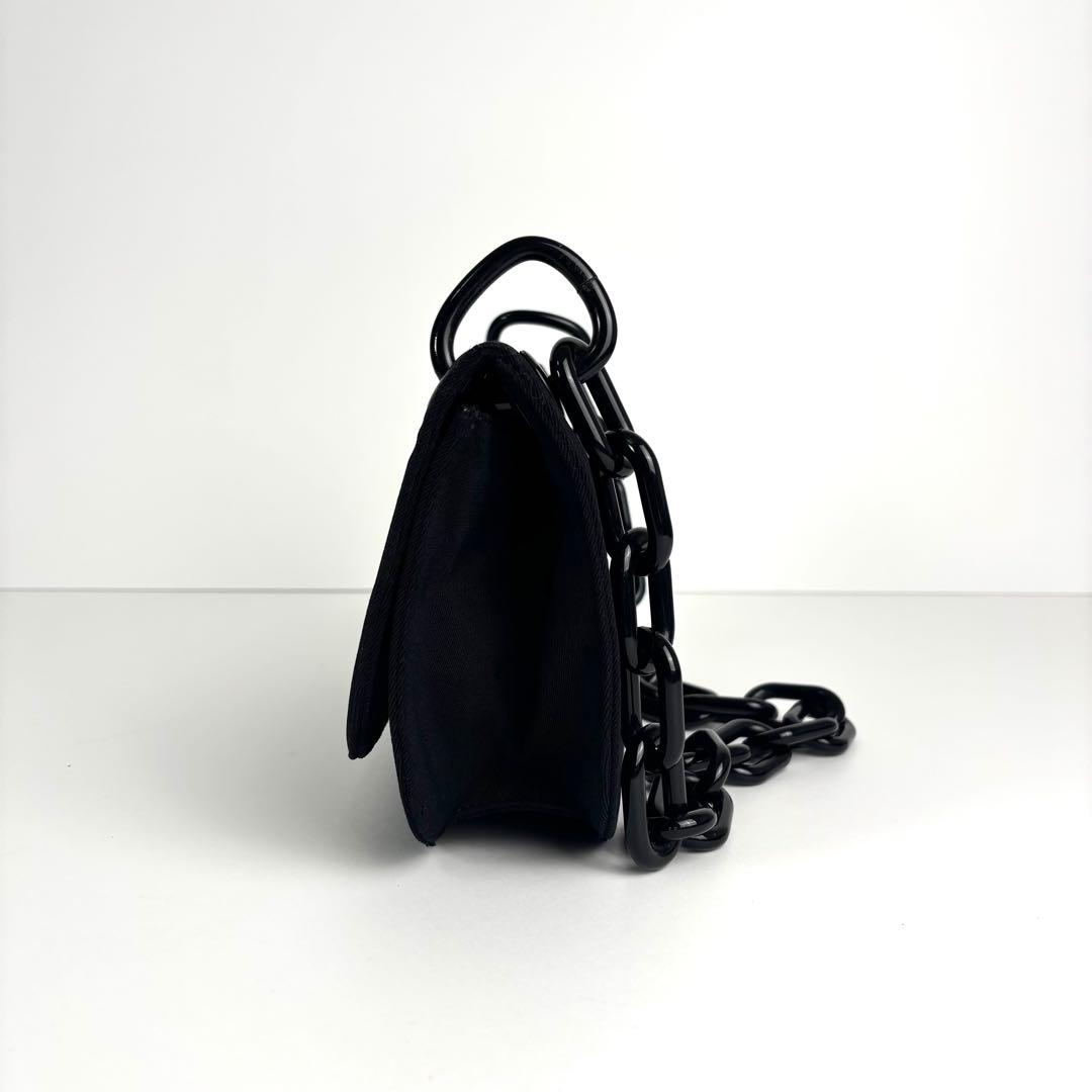 極美品 PRADA プラダ チェーン ショルダーバッグ キャンバス ブラック