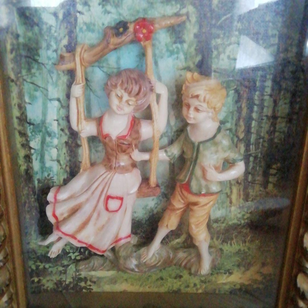 イタリア製　ビンテージ　額　立体絵画