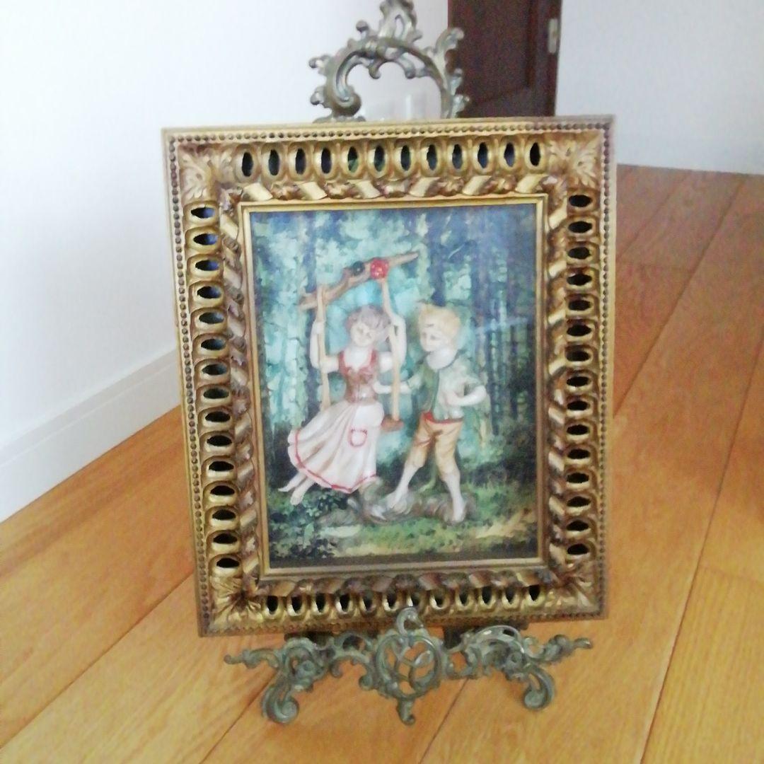イタリア製　ビンテージ　額　立体絵画
