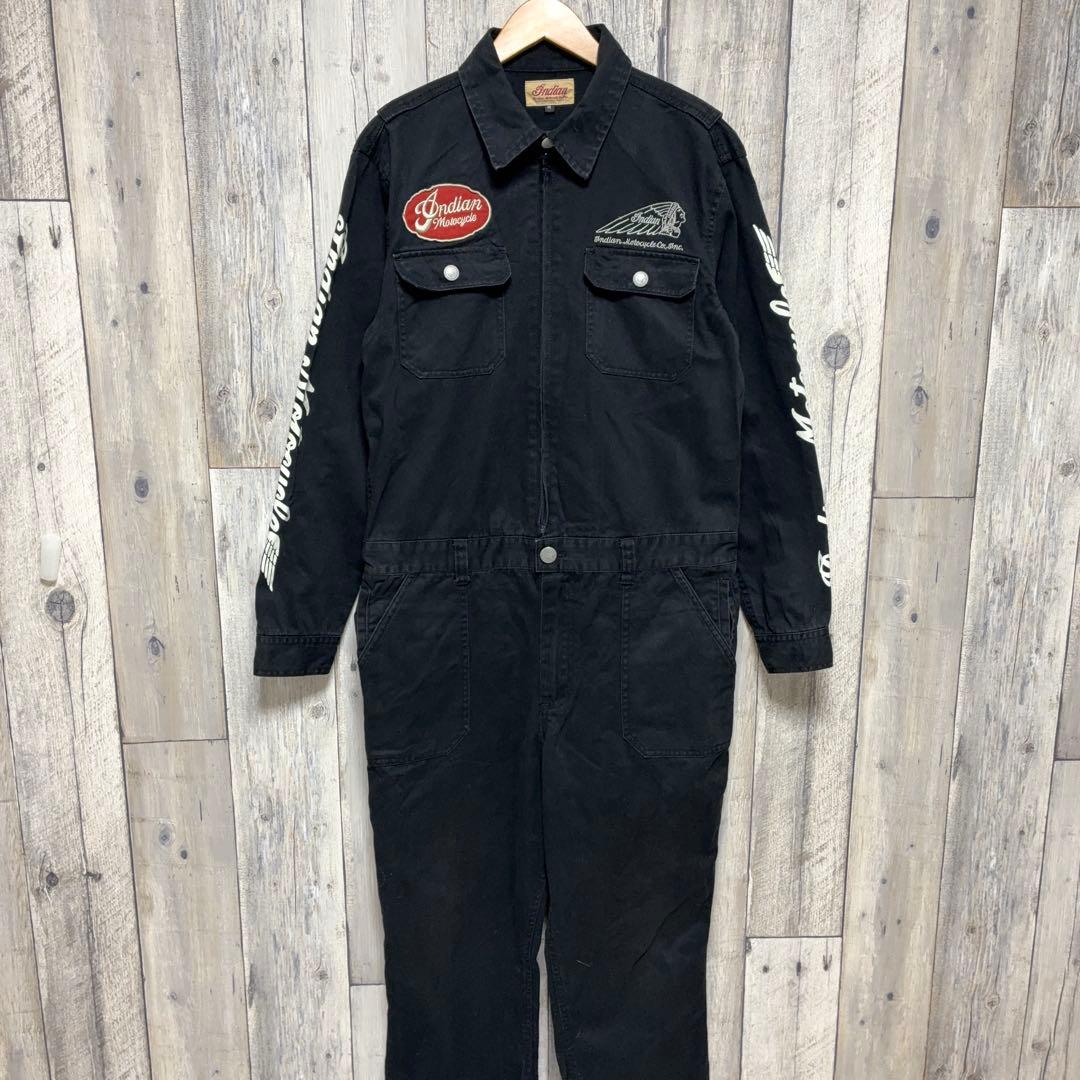 インディアンモーターサイクル オールインワン オーバーオール つなぎ ブラックM