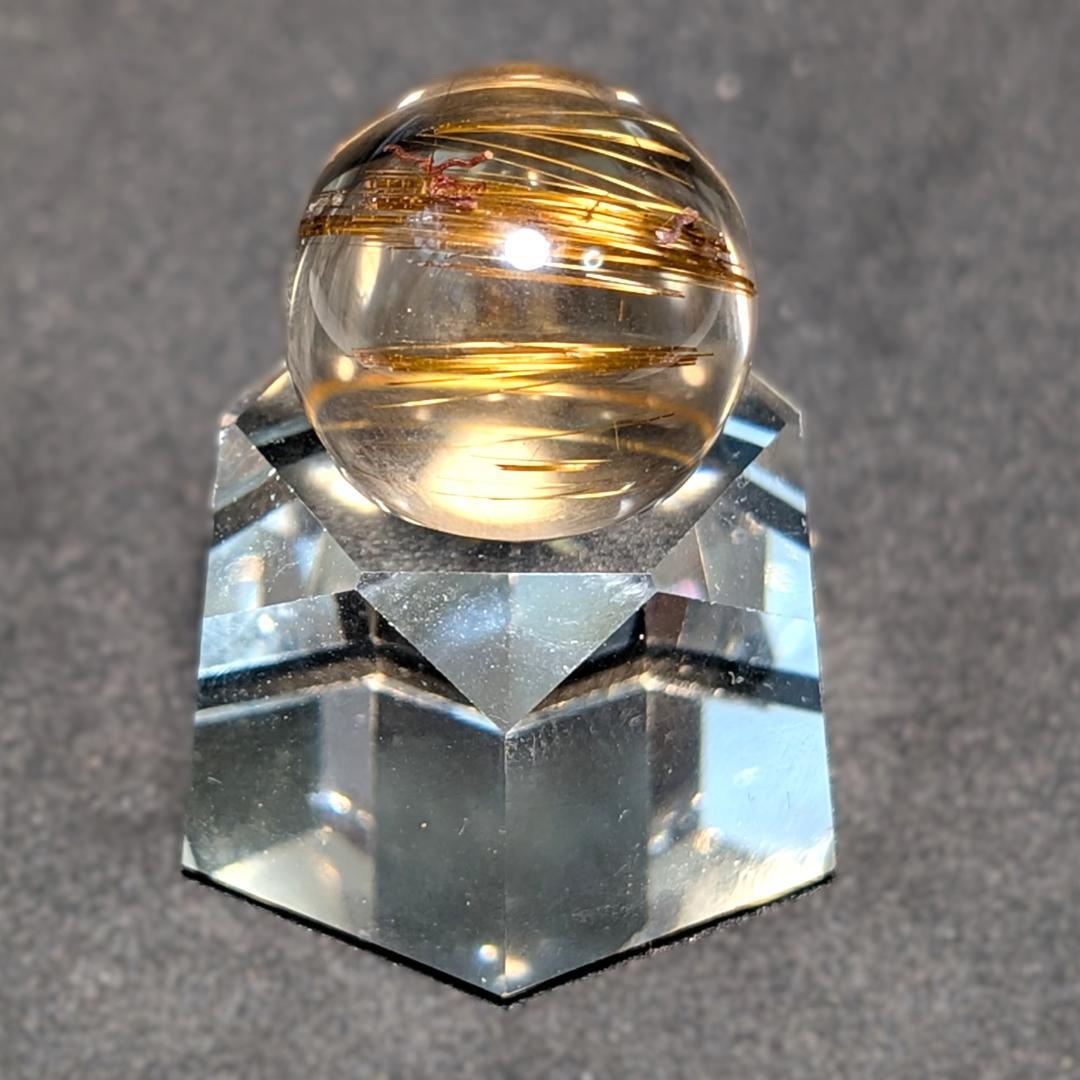 一点物 タイガータイチンルチルスフィア 18ミリ クリスタル台座 最強金運