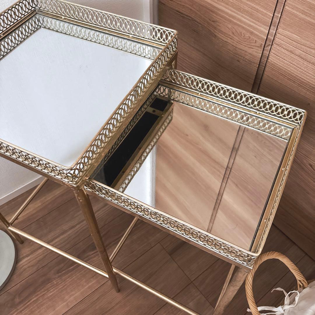 ZARA  ミラー ゴールドネストテーブル ※小さい方のテーブルのみ