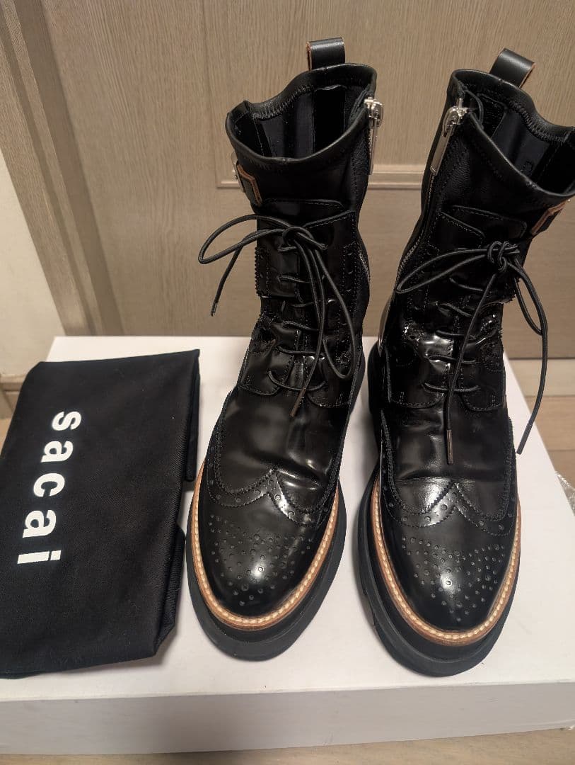 値下不可sacai wingtip engineer sock boots 37