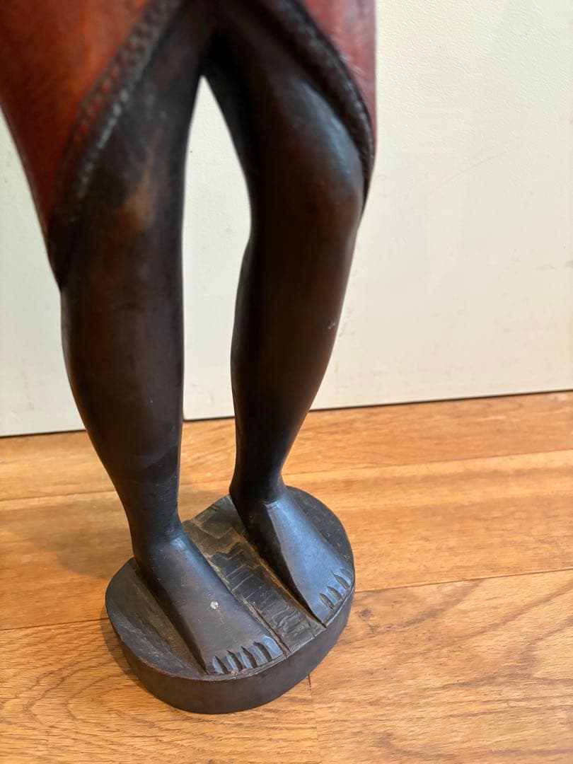 アフリカ民芸品　アンティーク60㎝サイズ　タンザニアマサイ族　木彫りペア人形