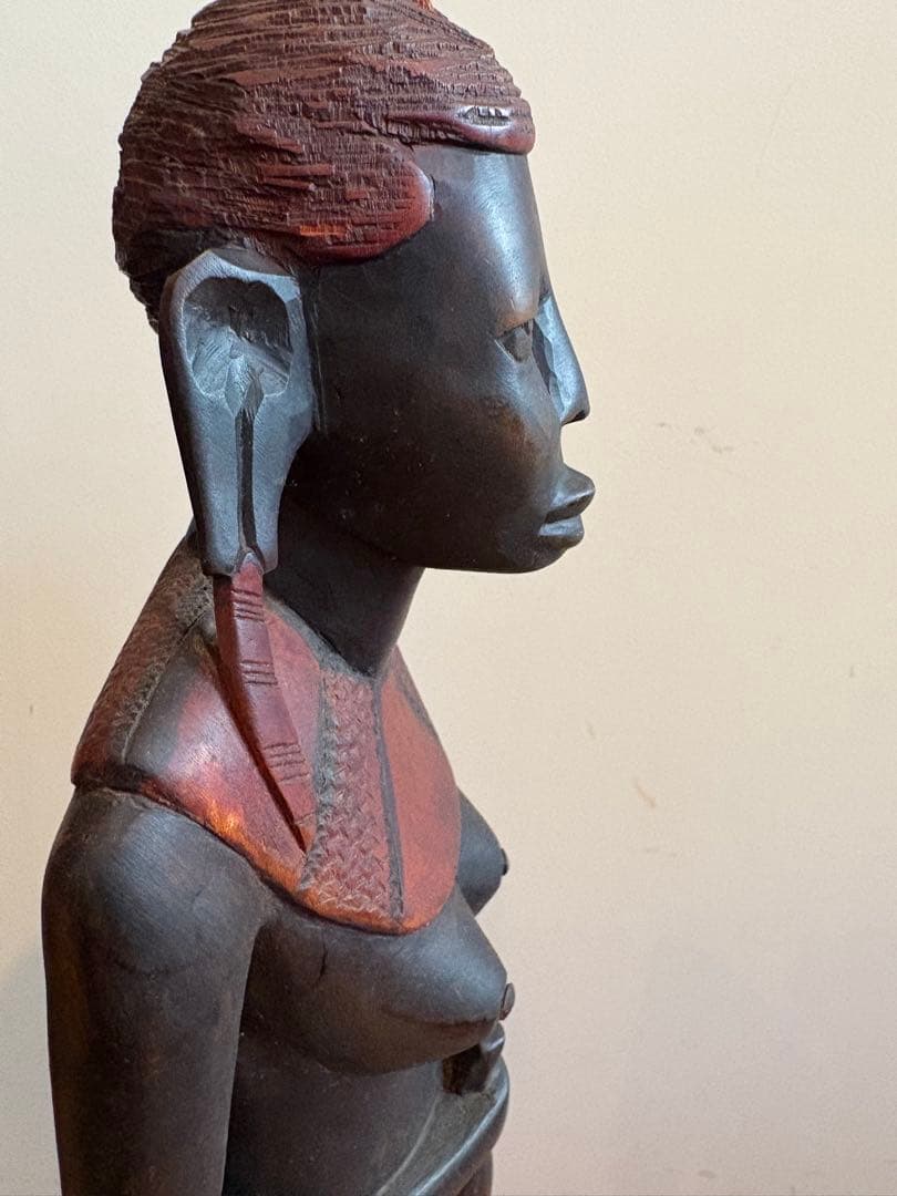 アフリカ民芸品　アンティーク60㎝サイズ　タンザニアマサイ族　木彫りペア人形