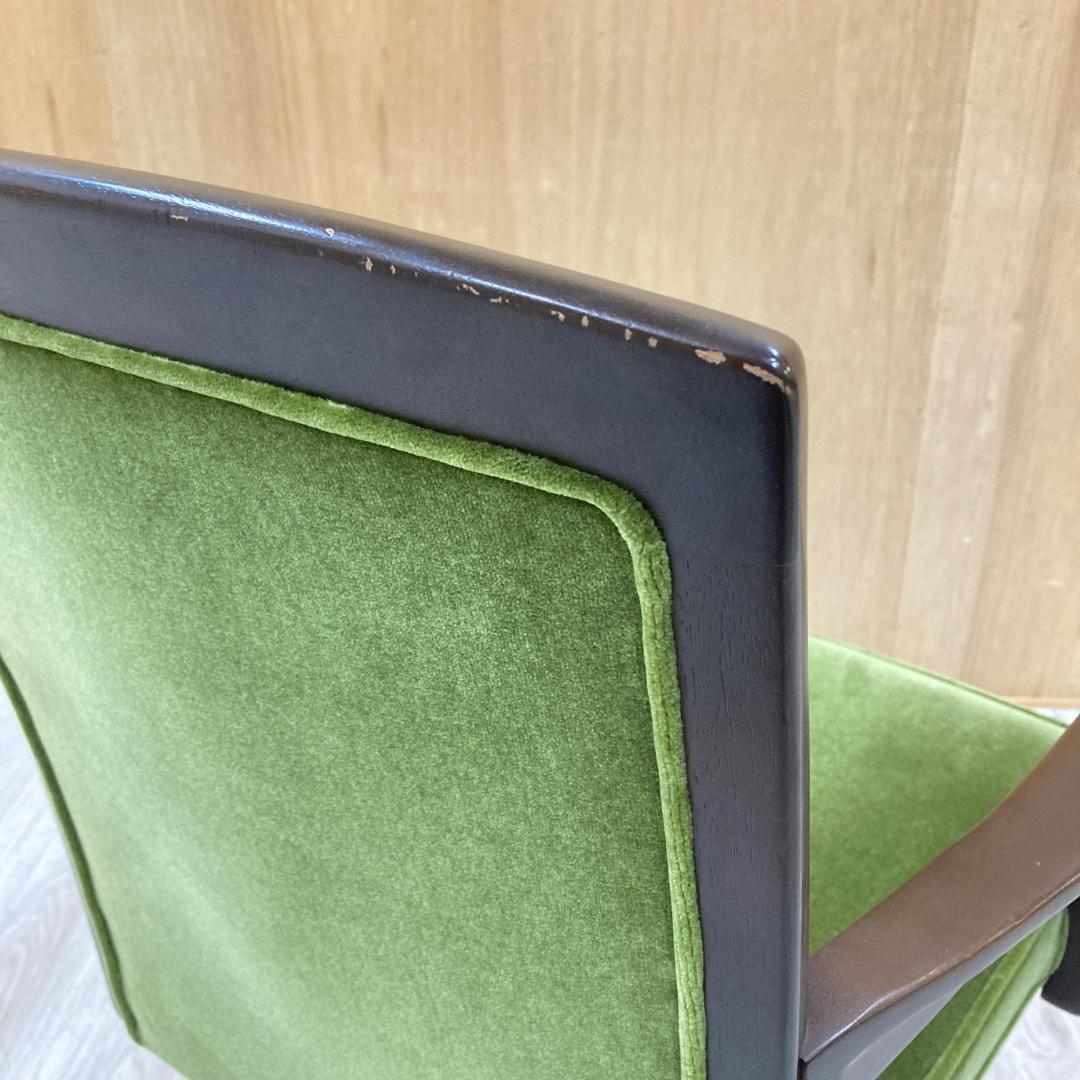 【マルニ】アームデスクチェア　オフィスチェア　椅子　地中海　モケットグリーン