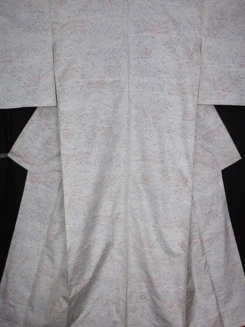 新古品！白大島紬＊７マルキ＊本場大島紬＊楼閣山水＊着物＊１６４ｃｍ＊裄６７