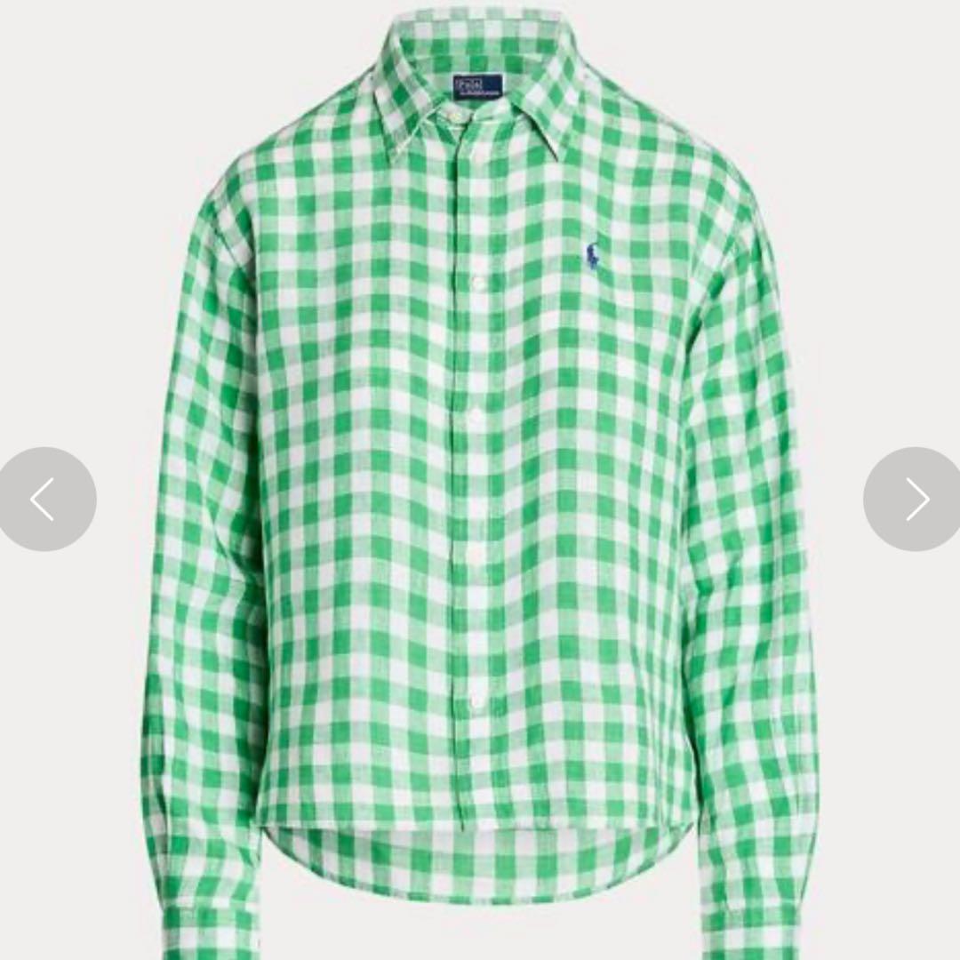 POLO RALPH LAUREN ワイド クロップド ギンガム リネン シャツ