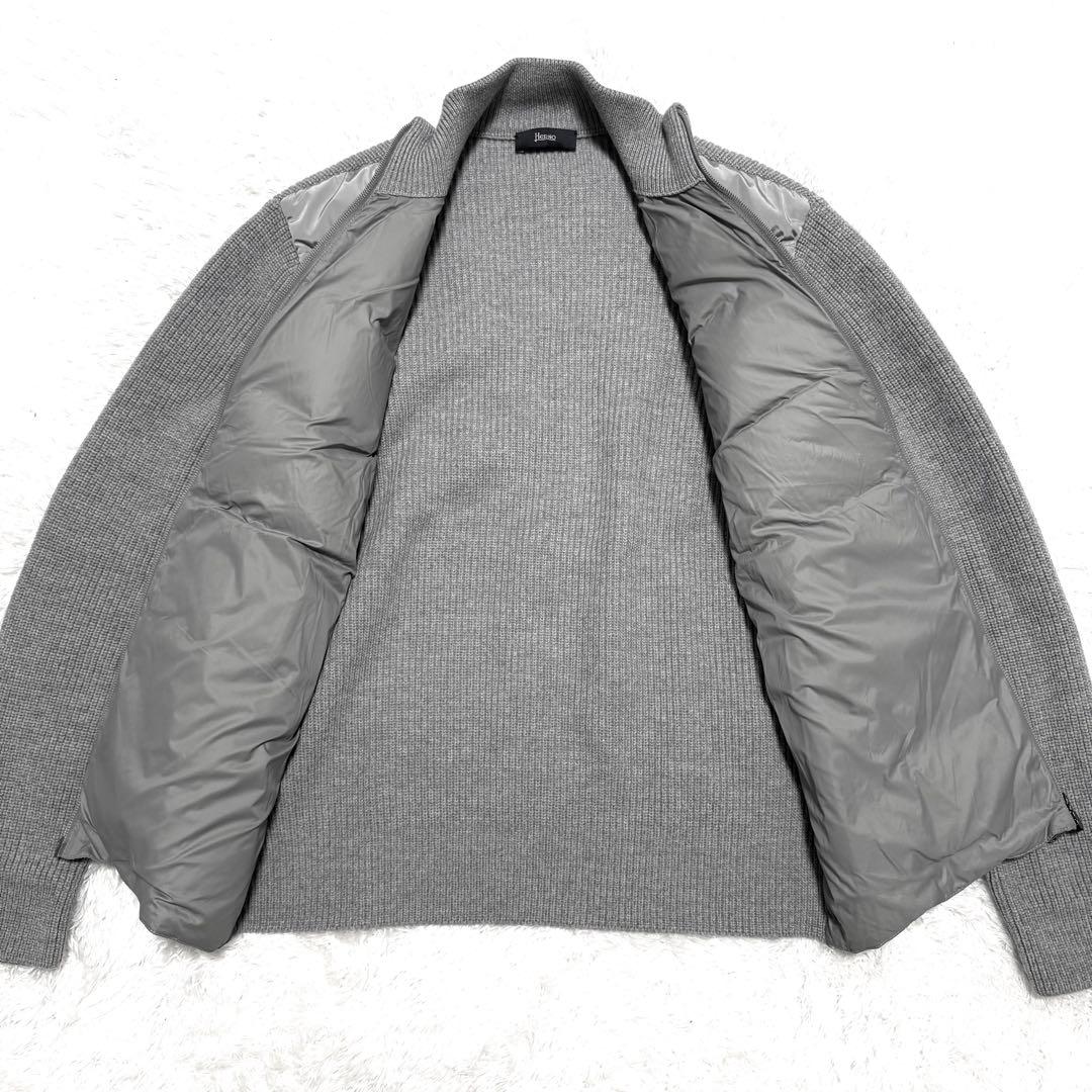 美品 HERNO 5ゲージ×ダウン ハイブリッドコンビネーションブルゾン 46