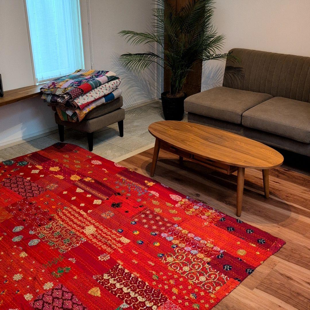 【M】ビーズ刺繍 ヴィンテージ カンバディア カンタキルト パッチワーク 728