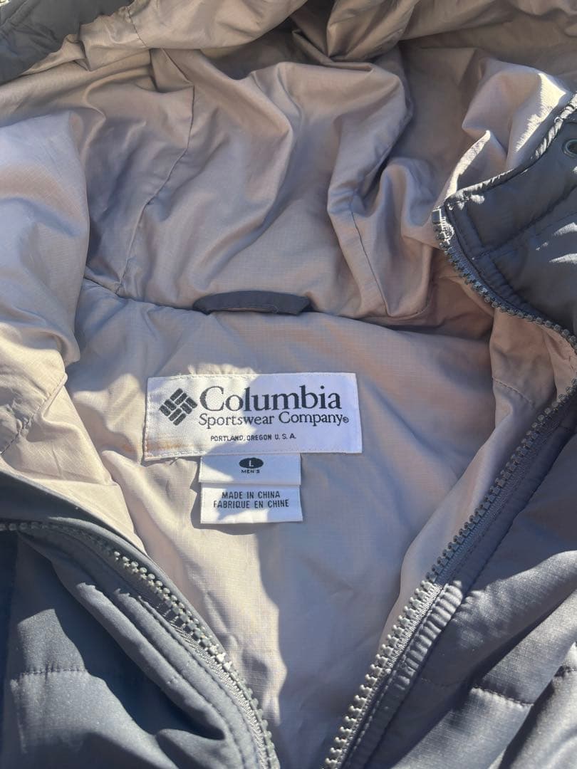 Columbia hooded puffer jacket ネイビー グレー