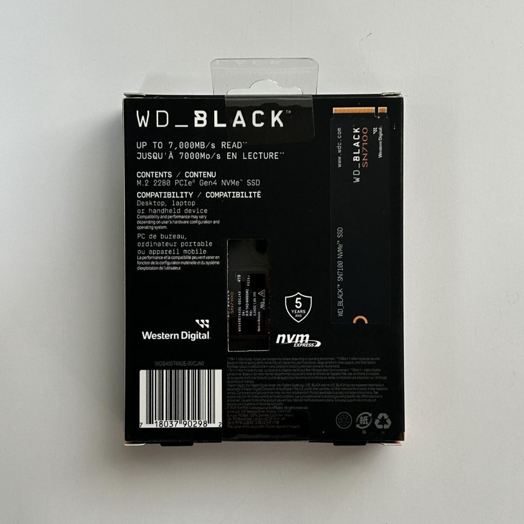 内蔵型SSD WD_BLACK 4TB SN7100 SSD WDS400T4X0E