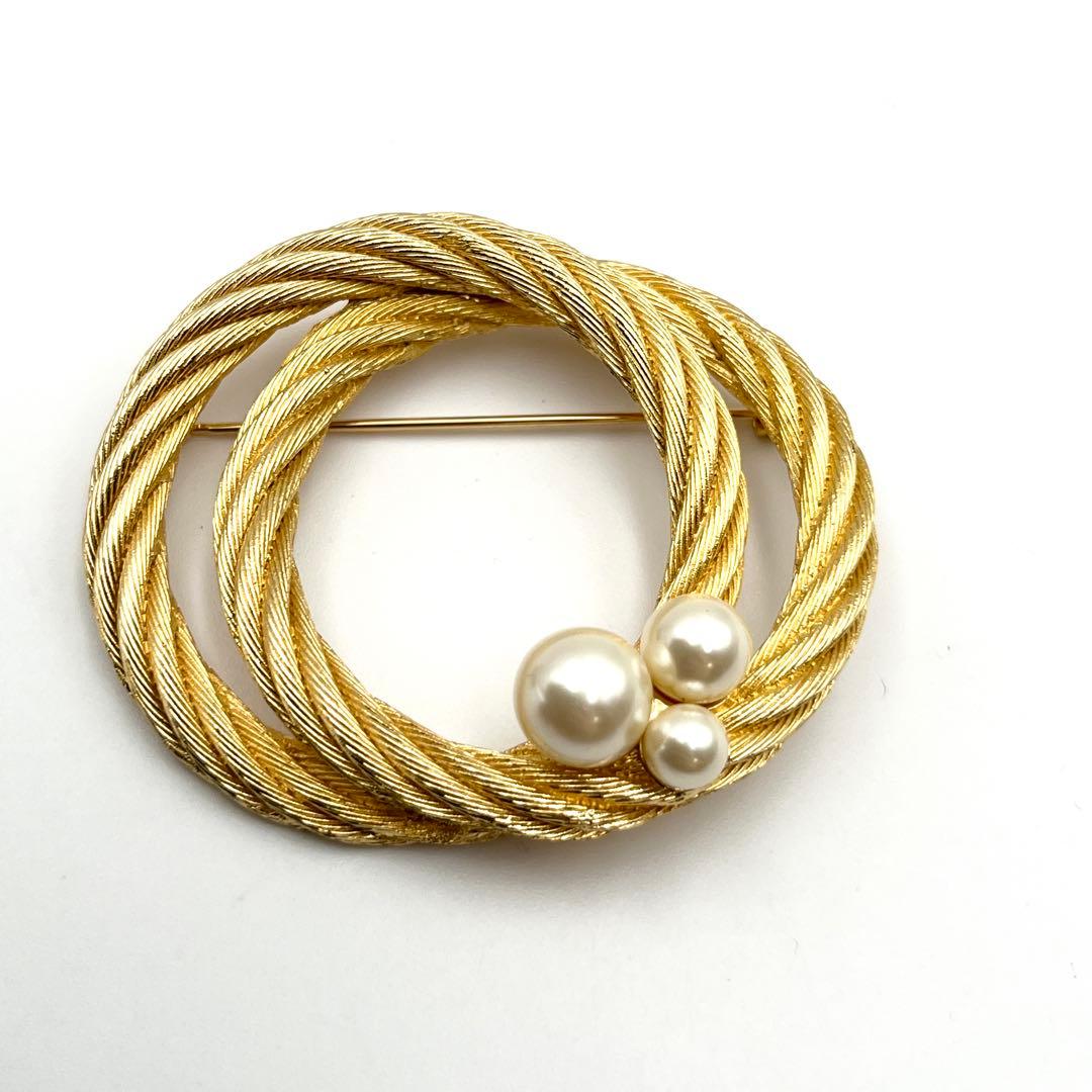 希少✨ ディオール Dior ピン ブローチ パール ゴールド系 箱付