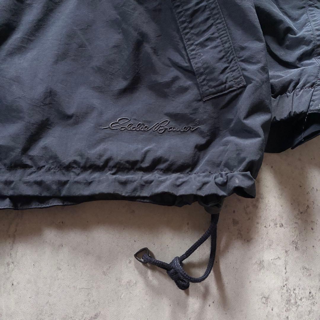 古着 eddie bauer ナイロンアノラック ハーフジップ 2XL 紺