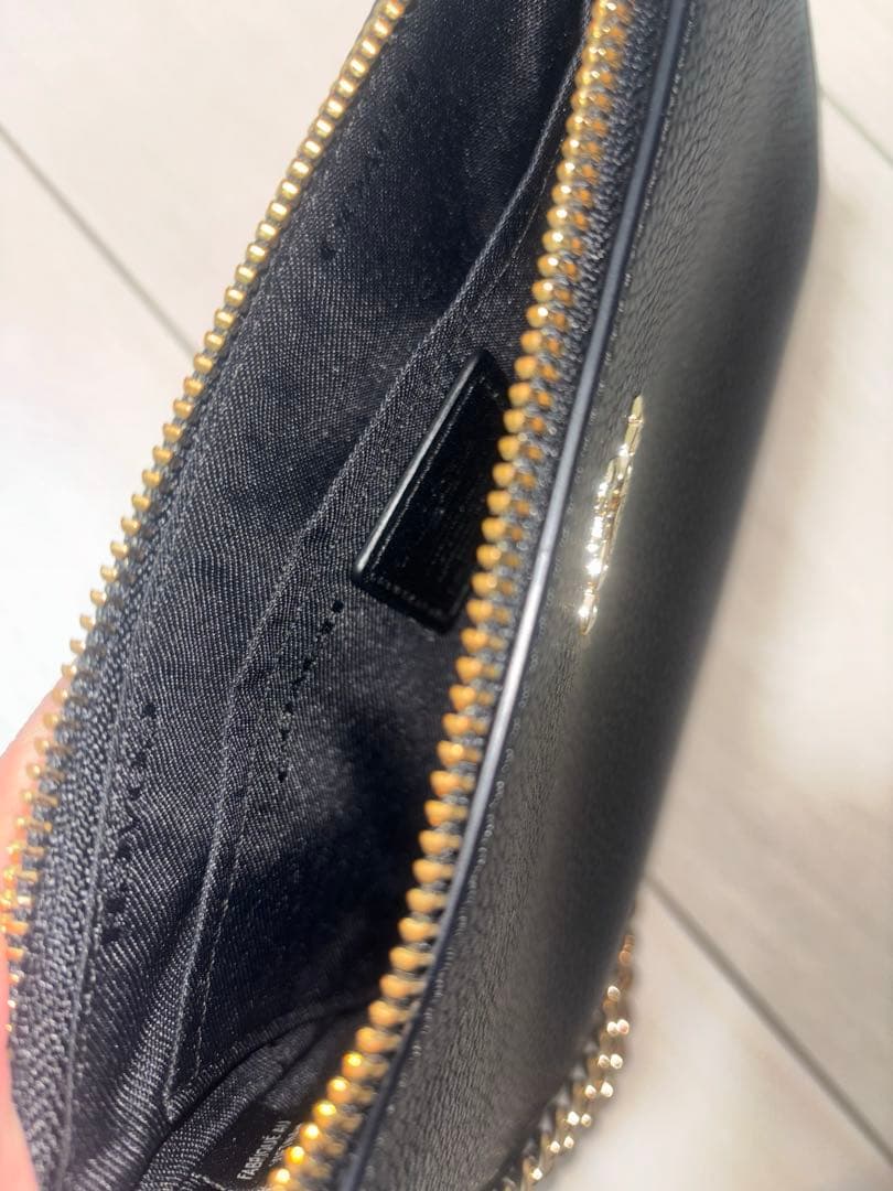 新品未使用 COACH ブラックレザーハンドバッグ チェーンポーチ 53077