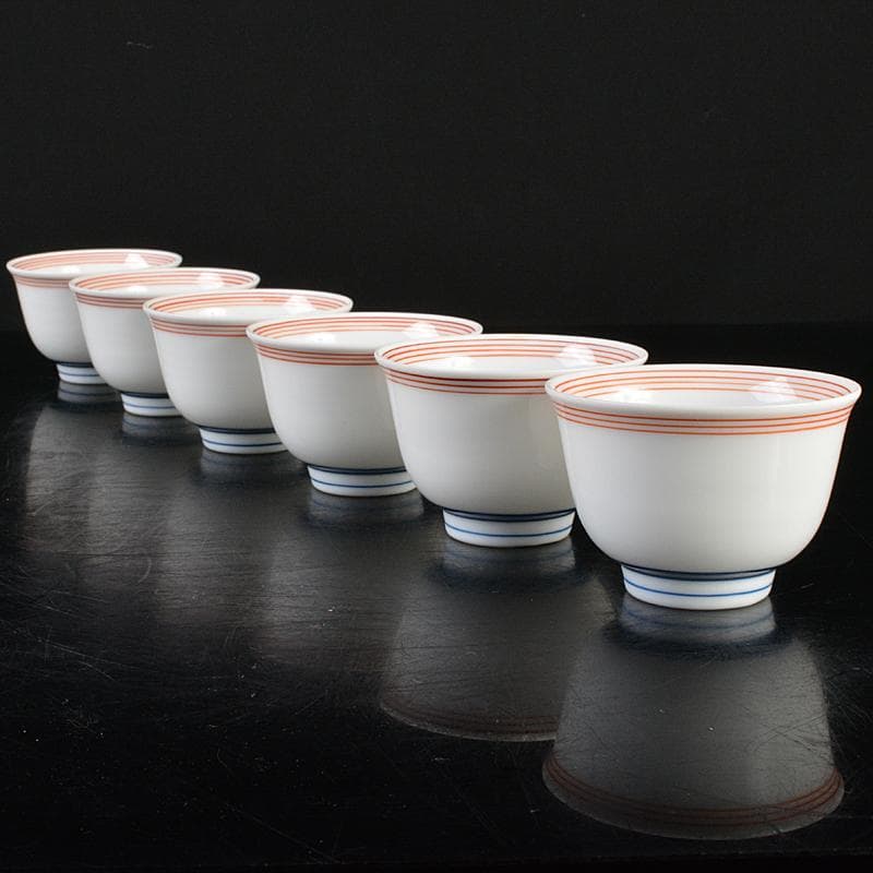 煎茶道具　七仙寿　汲出し茶碗　煎茶碗　六客　時代箱付　M　R7181