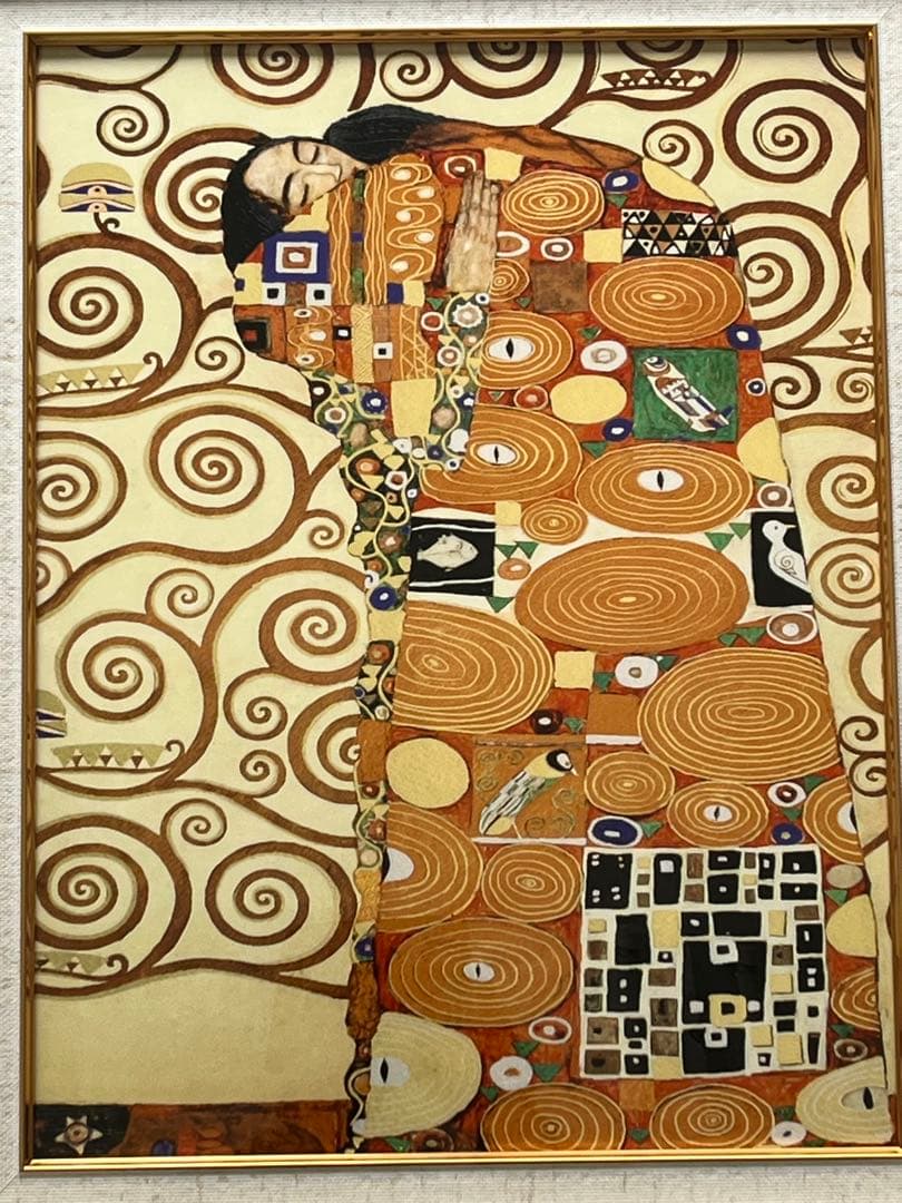 クリムト　「抱擁」　複製ポスター　額付　メディウム加工　②