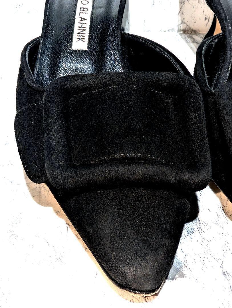 美品✨️ マノロブラニク メイセール ミュール 黒 スエード スクエア パンプス