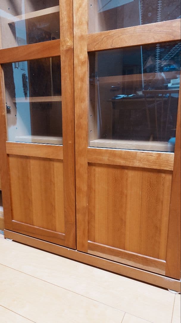 木製本棚 ガラス扉付き チェリー