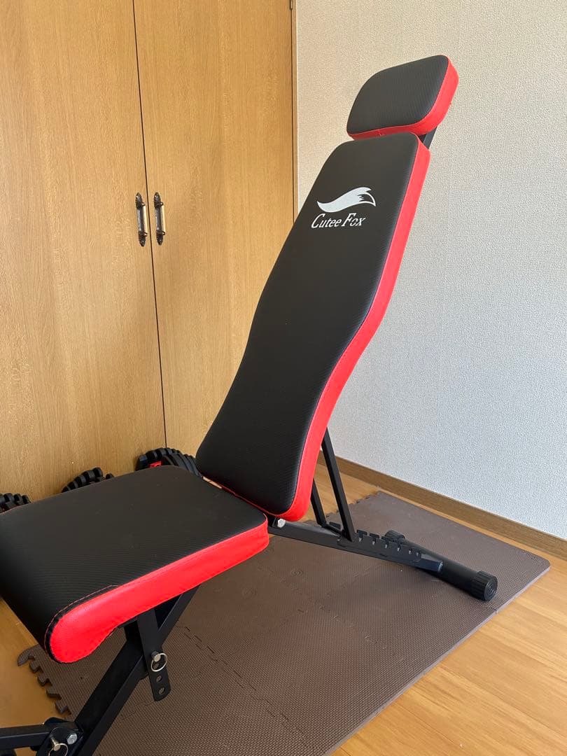Cutee Fox トレーニングベンチ ブラック/レッド　ダンベルセット