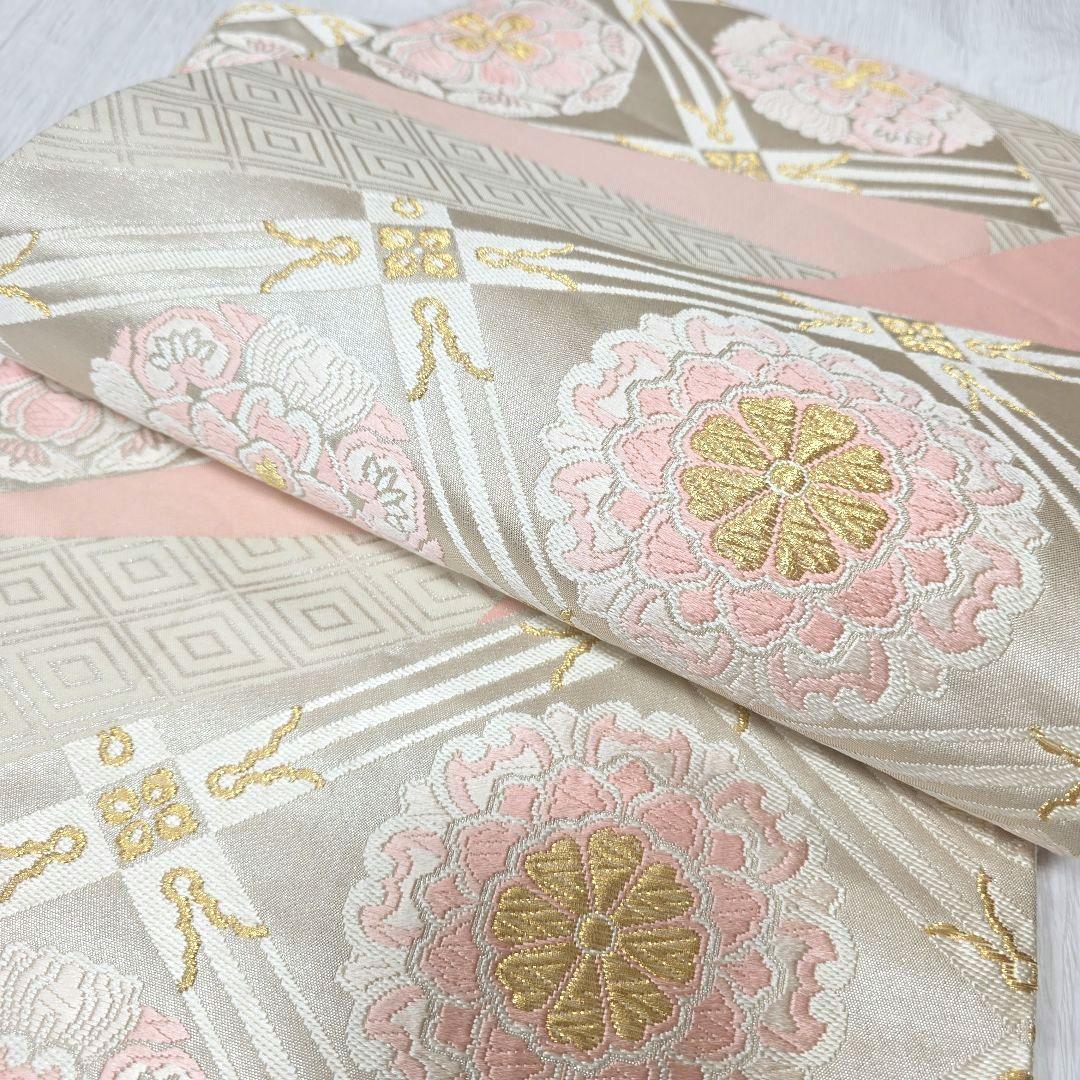 オフホワイト菊梅訪問着と袋帯・帯揚げ帯締めの4点フルセット