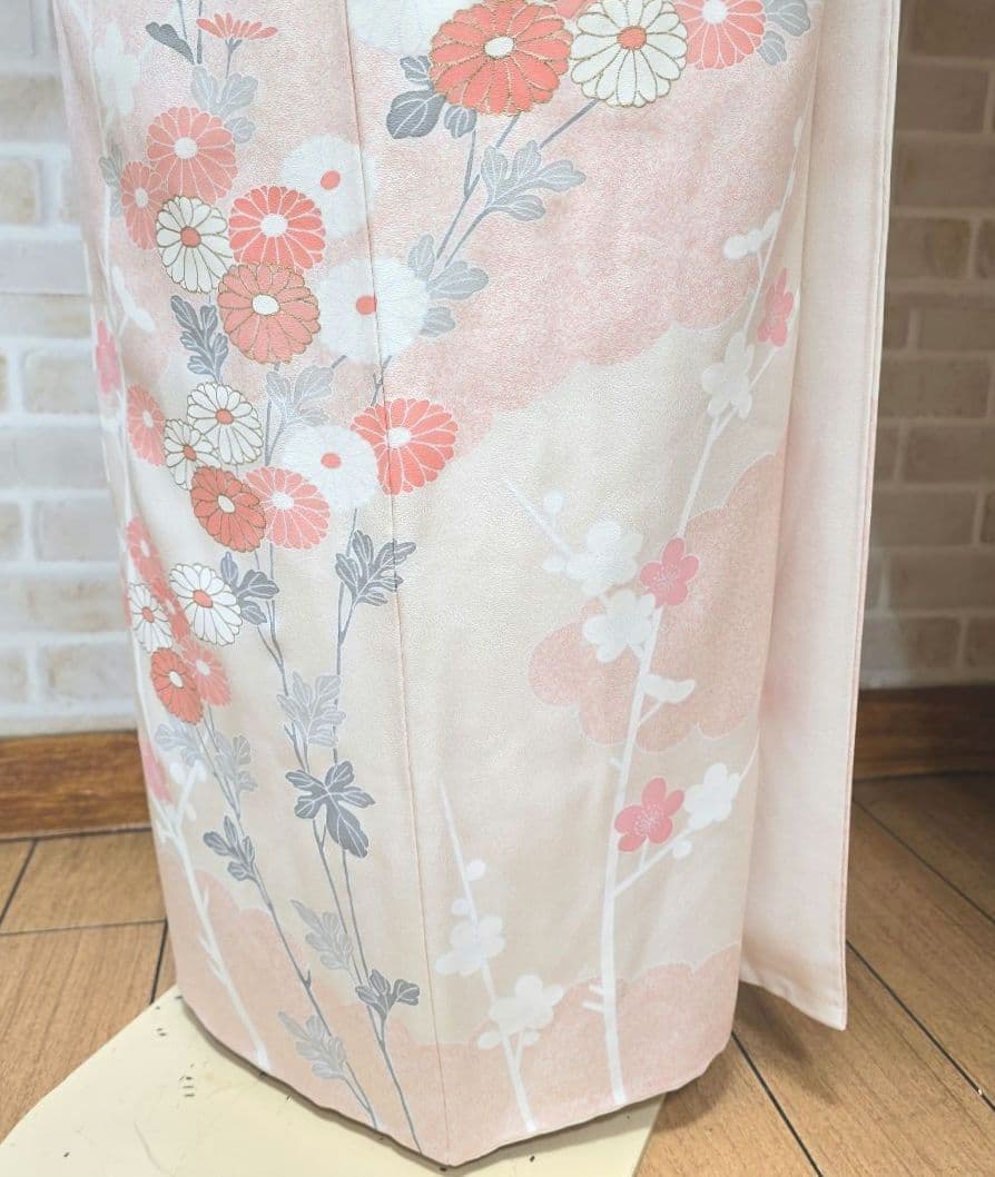 オフホワイト菊梅訪問着と袋帯・帯揚げ帯締めの4点フルセット