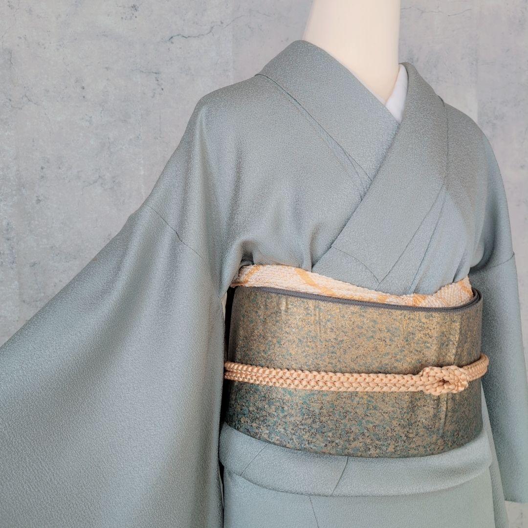 色無地　着物　フルセット　正絹　Sサイズ　水色グレー　爽やか　祝い事　F1