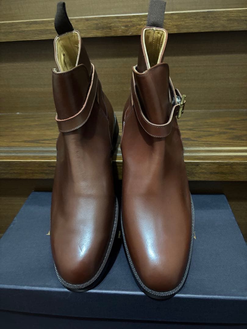 く*み様 リーガルREGALブラウン茶レザー ストラップブーツ 25½ EEE新