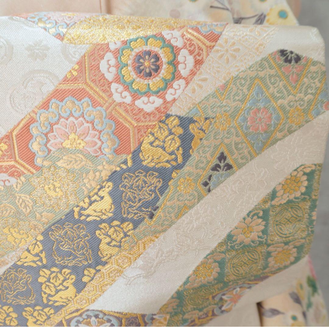 訪問着フルセット　258 正絹　入学式　お宮参り【訪問着、袋帯、帯締め、帯揚げ】