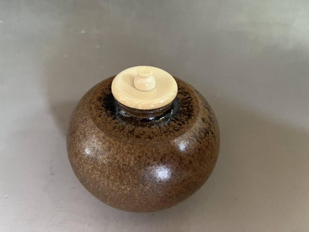 茶入れ■文琳型 糸切り高台 仕覆 桐共箱付 茶壷 お茶道具 骨董品 上物■