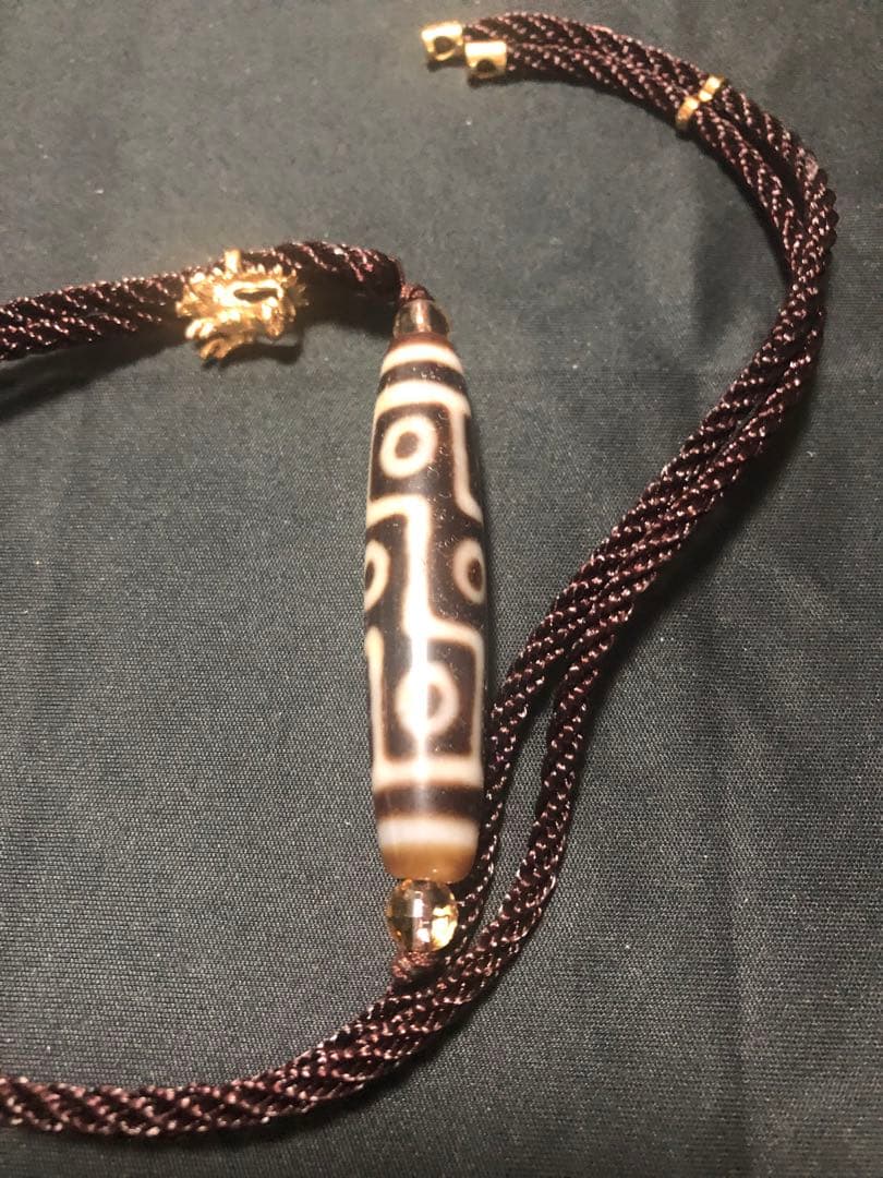 上肯老礦天珠‼️西蔵老礦手工伝承九眼天珠龍頭紐ネックレス