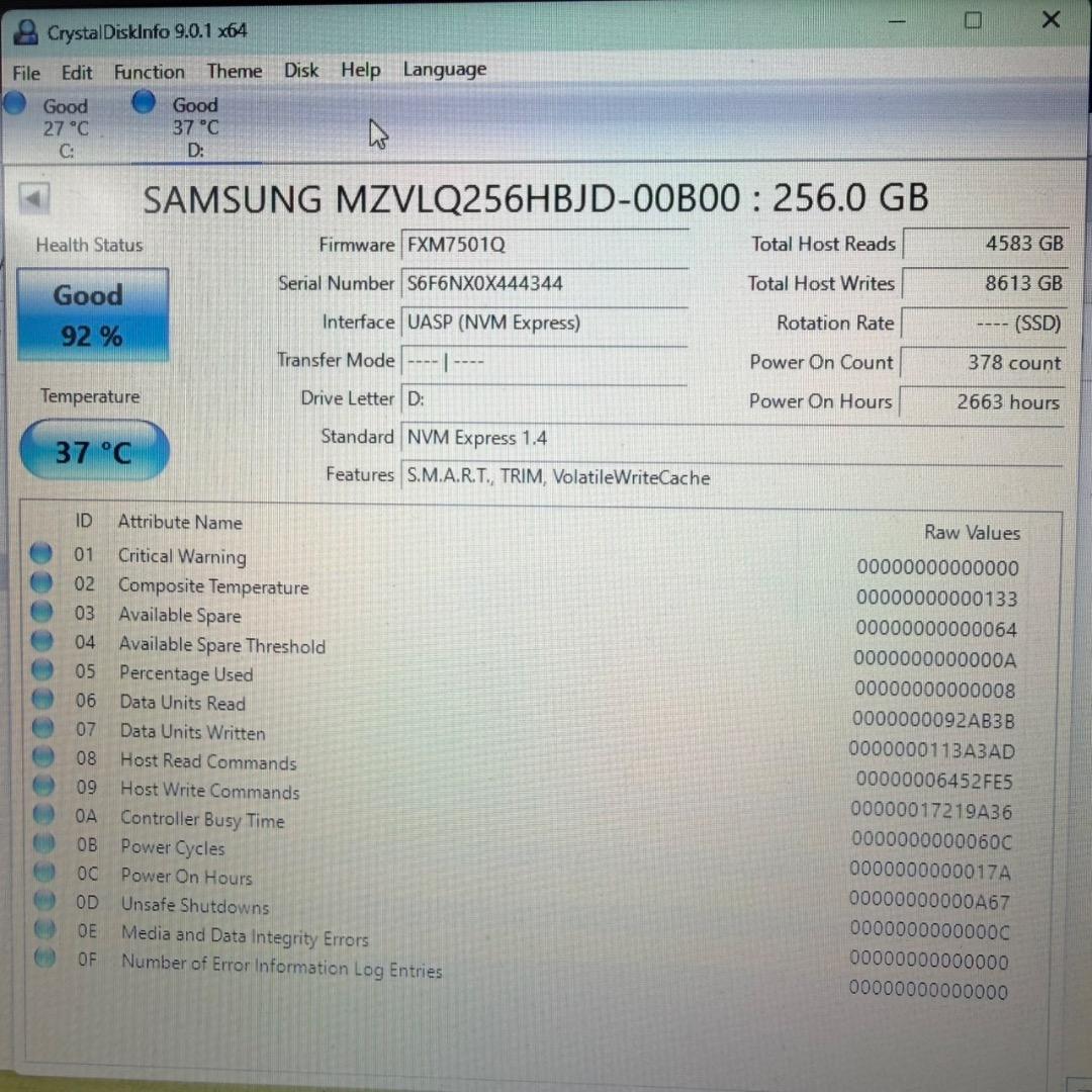 Samsung PM991a NVMe SSD 256GB ×10個セット 中古