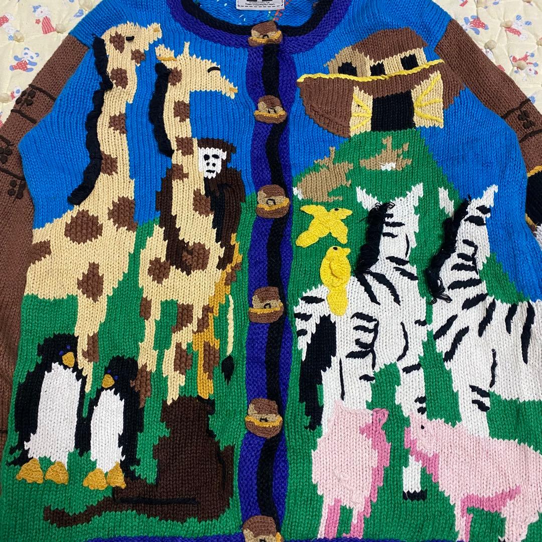Storybook Knits アニマル 動物 ニットガーディガン 古着 レトロ