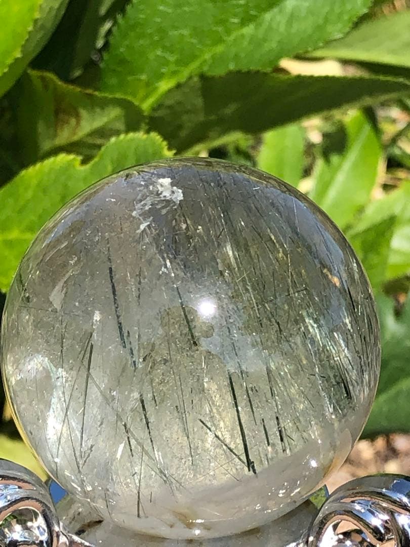 ✨51mm 超レア　❤️グリーン　ルチル 丸玉 スフィア 水晶 パワーストーン