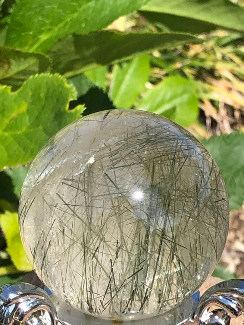 ✨51mm 超レア　❤️グリーン　ルチル 丸玉 スフィア 水晶 パワーストーン