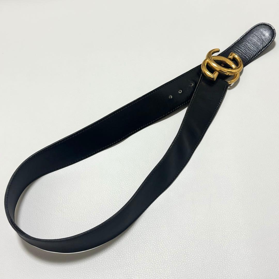 グッチ ベルト インターロッキング GG ブラック レザー ゴールド