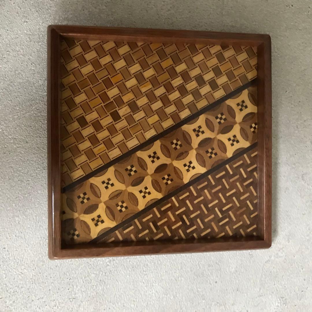 セール　箱根寄木細工　工芸品　取り皿10枚　取り箸付き(箱根駅伝トロフィー)